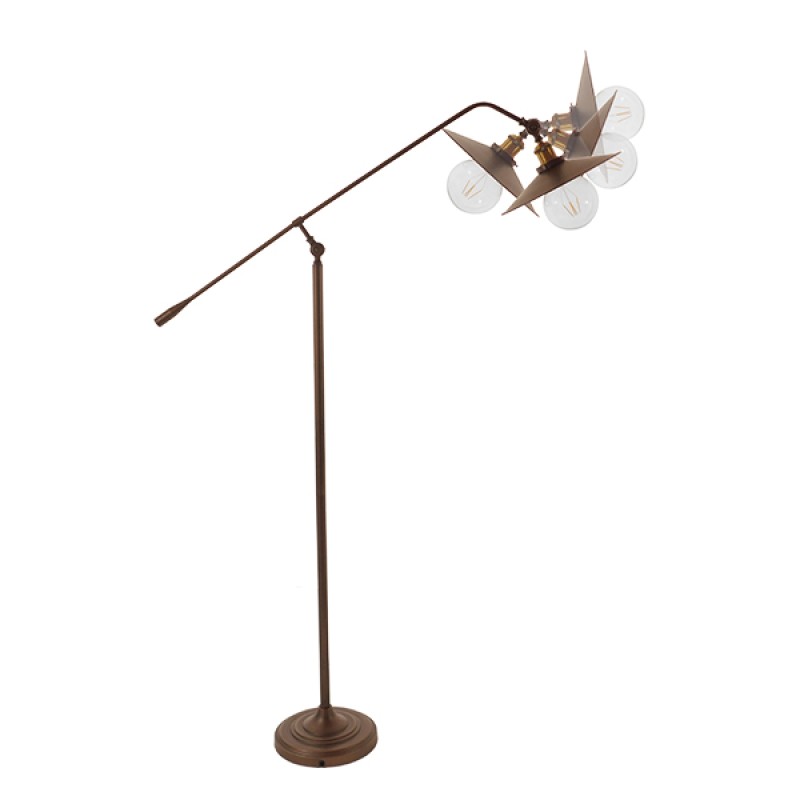 GLOBOSTAR® SILENE 01243 Vintage Επιδαπέδιο Φωτιστικό με Ντουί 1 x E27 AC 220-240V IP20 - Μαύρο & Χρυσό - Μ30 x Π30 x Υ194cm