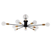 GLOBOSTAR® OLINDA 01244 Μοντέρνο Φωτιστικό Οροφής με Ντουί 10 x E27 AC 220-240V IP20 - Μαύρο & Χρυσό - Μ102 x Π102 x Υ17cm