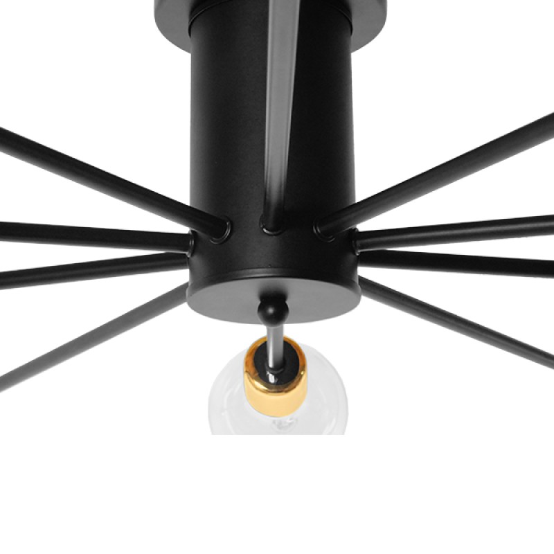 GLOBOSTAR® OLINDA 01244 Μοντέρνο Φωτιστικό Οροφής με Ντουί 10 x E27 AC 220-240V IP20 - Μαύρο & Χρυσό - Μ102 x Π102 x Υ17cm