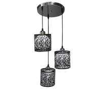 GLOBOSTAR® RAINELDA 01246 Μοντέρνο Κρεμαστό Φωτιστικό Οροφής με Ντουί 3 x E27 AC 220-240V IP20 - Μαύρο & Λευκό - Μ35 x Π35 x Υ110cm