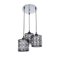 GLOBOSTAR® RAINELDA 01246 Μοντέρνο Κρεμαστό Φωτιστικό Οροφής με Ντουί 3 x E27 AC 220-240V IP20 - Μαύρο & Λευκό - Μ35 x Π35 x Υ110cm