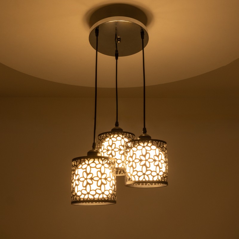 GLOBOSTAR® RAINELDA 01246 Μοντέρνο Κρεμαστό Φωτιστικό Οροφής με Ντουί 3 x E27 AC 220-240V IP20 - Μαύρο & Λευκό - Μ35 x Π35 x Υ110cm