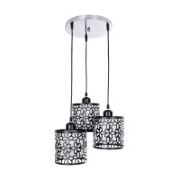 GLOBOSTAR® RAINELDA 01246 Μοντέρνο Κρεμαστό Φωτιστικό Οροφής με Ντουί 3 x E27 AC 220-240V IP20 - Μαύρο & Λευκό - Μ35 x Π35 x Υ110cm