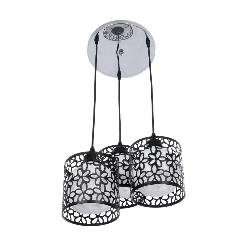 GLOBOSTAR® RAINELDA 01246 Μοντέρνο Κρεμαστό Φωτιστικό Οροφής με Ντουί 3 x E27 AC 220-240V IP20 - Μαύρο & Λευκό - Μ35 x Π35 x Υ110cm