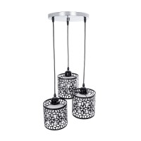 GLOBOSTAR® RAINELDA 01246 Μοντέρνο Κρεμαστό Φωτιστικό Οροφής με Ντουί 3 x E27 AC 220-240V IP20 - Μαύρο & Λευκό - Μ35 x Π35 x Υ110cm