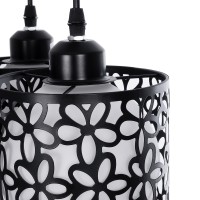 GLOBOSTAR® RAINELDA 01246 Μοντέρνο Κρεμαστό Φωτιστικό Οροφής με Ντουί 3 x E27 AC 220-240V IP20 - Μαύρο & Λευκό - Μ35 x Π35 x Υ110cm