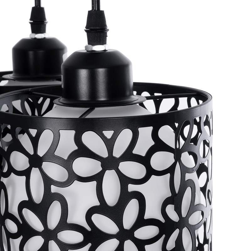 GLOBOSTAR® RAINELDA 01246 Μοντέρνο Κρεμαστό Φωτιστικό Οροφής με Ντουί 3 x E27 AC 220-240V IP20 - Μαύρο & Λευκό - Μ35 x Π35 x Υ110cm