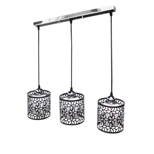 GLOBOSTAR® RAINELDA 01247 Μοντέρνο Κρεμαστό Φωτιστικό Οροφής με Ντουί 3 x E27 AC 220-240V IP20 - Μαύρο & Λευκό - Μ60 x Π15 x Υ19cm