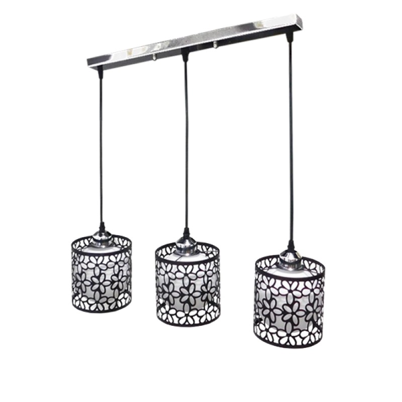 GLOBOSTAR® RAINELDA 01247 Μοντέρνο Κρεμαστό Φωτιστικό Οροφής με Ντουί 3 x E27 AC 220-240V IP20 - Μαύρο & Λευκό - Μ60 x Π15 x Υ19cm