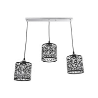 GLOBOSTAR® RAINELDA 01247 Μοντέρνο Κρεμαστό Φωτιστικό Οροφής με Ντουί 3 x E27 AC 220-240V IP20 - Μαύρο & Λευκό - Μ60 x Π15 x Υ19cm