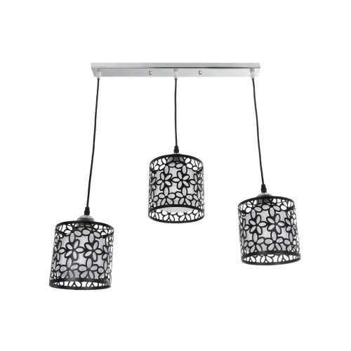 GLOBOSTAR® RAINELDA 01247 Μοντέρνο Κρεμαστό Φωτιστικό Οροφής με Ντουί 3 x E27 AC 220-240V IP20 - Μαύρο & Λευκό - Μ60 x Π15 x Υ19cm