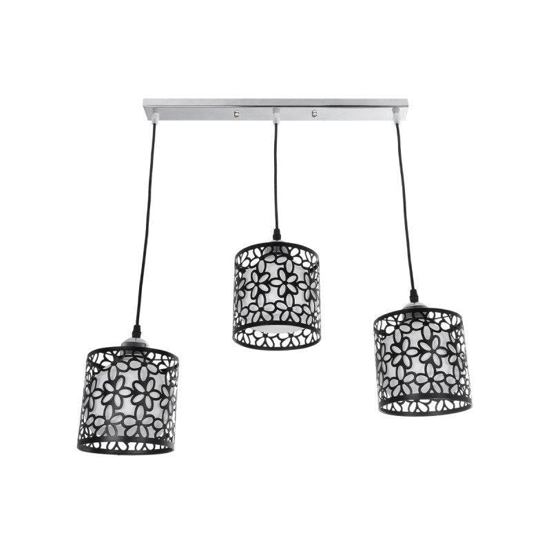 GLOBOSTAR® RAINELDA 01247 Μοντέρνο Κρεμαστό Φωτιστικό Οροφής με Ντουί 3 x E27 AC 220-240V IP20 - Μαύρο & Λευκό - Μ60 x Π15 x Υ19cm