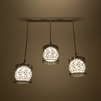 GLOBOSTAR® RAINELDA 01247 Μοντέρνο Κρεμαστό Φωτιστικό Οροφής με Ντουί 3 x E27 AC 220-240V IP20 - Μαύρο & Λευκό - Μ60 x Π15 x Υ19cm