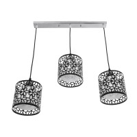 GLOBOSTAR® RAINELDA 01247 Μοντέρνο Κρεμαστό Φωτιστικό Οροφής με Ντουί 3 x E27 AC 220-240V IP20 - Μαύρο & Λευκό - Μ60 x Π15 x Υ19cm