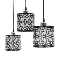 GLOBOSTAR® RAINELDA 01247 Μοντέρνο Κρεμαστό Φωτιστικό Οροφής με Ντουί 3 x E27 AC 220-240V IP20 - Μαύρο & Λευκό - Μ60 x Π15 x Υ19cm