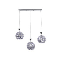 GLOBOSTAR® BOUQUET 01249 Μοντέρνο Κρεμαστό Φωτιστικό Οροφής με Ντουί 3 x E27 AC 220-240V IP20 - Ασημί & Μωβ - Μ66 x Π18 x Υ24cm