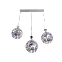 GLOBOSTAR® BOUQUET 01249 Μοντέρνο Κρεμαστό Φωτιστικό Οροφής με Ντουί 3 x E27 AC 220-240V IP20 - Ασημί & Μωβ - Μ66 x Π18 x Υ24cm
