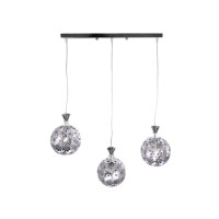 GLOBOSTAR® BOUQUET 01249 Μοντέρνο Κρεμαστό Φωτιστικό Οροφής με Ντουί 3 x E27 AC 220-240V IP20 - Ασημί & Μωβ - Μ66 x Π18 x Υ24cm
