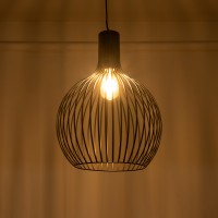 GLOBOSTAR® SCANDI 01266 Μοντέρνο Κρεμαστό Φωτιστικό Οροφής με Ντουί 1 x E27 AC 220-240V IP20 - Μαύρο - Μ38 x Π38 x Υ50cm