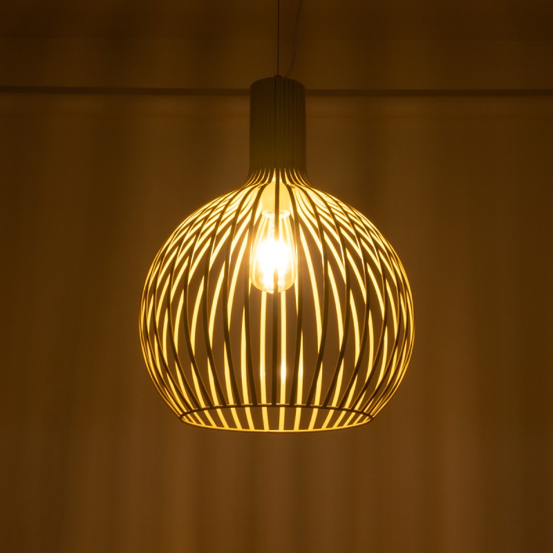 GLOBOSTAR® SCANDI 01267 Vintage Κρεμαστό Φωτιστικό Οροφής με Ντουί 1 x E27 AC 220-240V IP20 - Μπεζ - Μ38 x Π38 x Y50cm