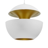 GLOBOSTAR® SEVILLE 01268 Μοντέρνο Κρεμαστό Φωτιστικό Οροφής με Ντουί 1 x E27 AC 220-240V IP20 - Λευκό & Χρυσό - Μ35 x Π35 x Υ35cm