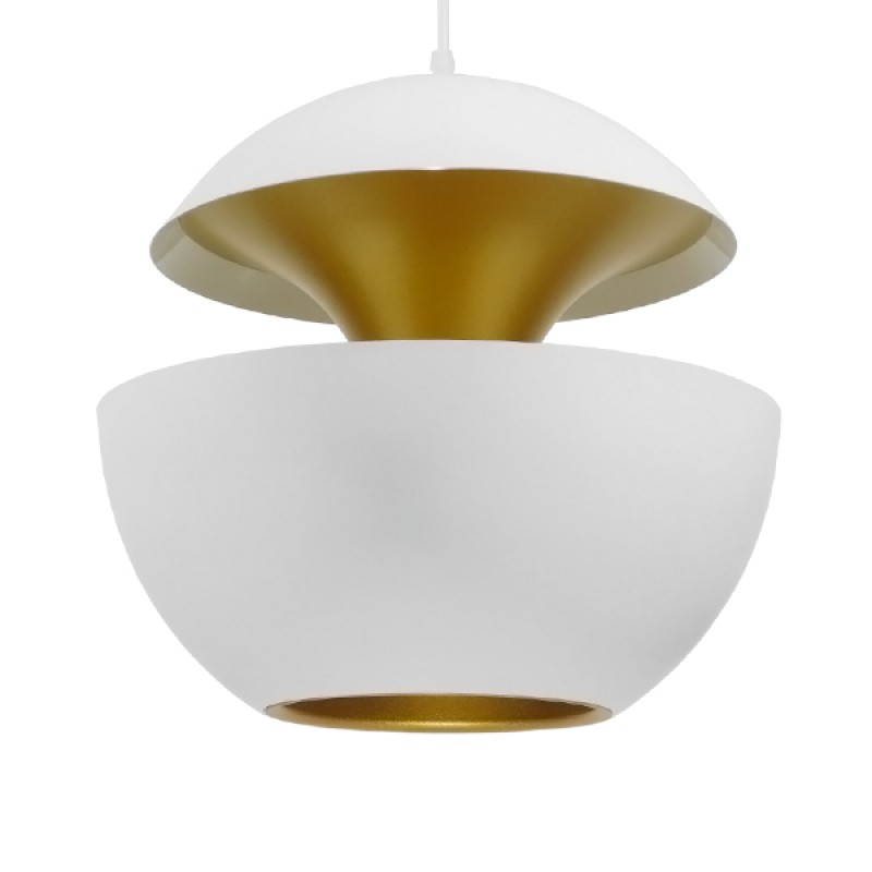 GLOBOSTAR® SEVILLE 01268 Μοντέρνο Κρεμαστό Φωτιστικό Οροφής με Ντουί 1 x E27 AC 220-240V IP20 - Λευκό & Χρυσό - Μ35 x Π35 x Υ35cm