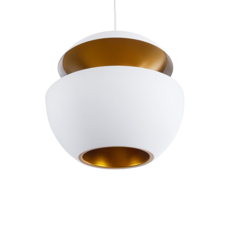 GLOBOSTAR® SEVILLE 01268 Μοντέρνο Κρεμαστό Φωτιστικό Οροφής με Ντουί 1 x E27 AC 220-240V IP20 - Λευκό & Χρυσό - Μ35 x Π35 x Υ35cm