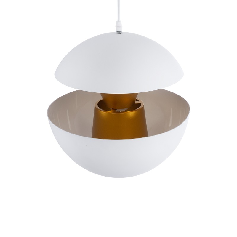 GLOBOSTAR® SEVILLE 01268 Μοντέρνο Κρεμαστό Φωτιστικό Οροφής με Ντουί 1 x E27 AC 220-240V IP20 - Λευκό & Χρυσό - Μ35 x Π35 x Υ35cm