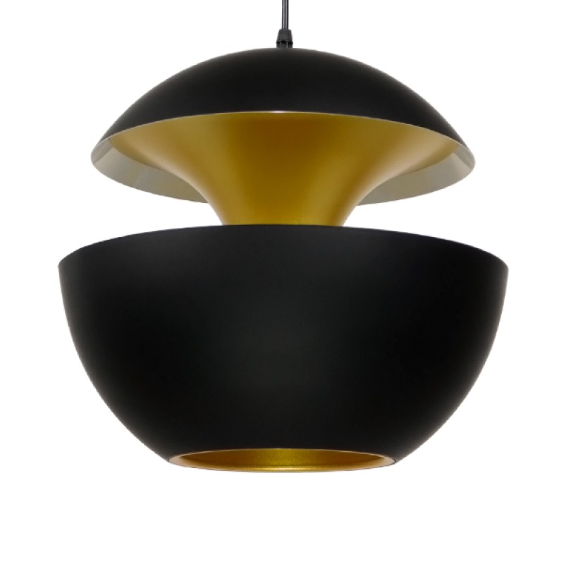 GLOBOSTAR® SEVILLE 01269 Μοντέρνο Κρεμαστό Φωτιστικό Οροφής με Ντουί 1 x E27 AC 220-240V IP20 - Μαύρο & Χρυσό - Μ35 x Π35 x Υ35cm