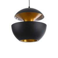 GLOBOSTAR® SEVILLE 01269 Μοντέρνο Κρεμαστό Φωτιστικό Οροφής με Ντουί 1 x E27 AC 220-240V IP20 - Μαύρο & Χρυσό - Μ35 x Π35 x Υ35cm