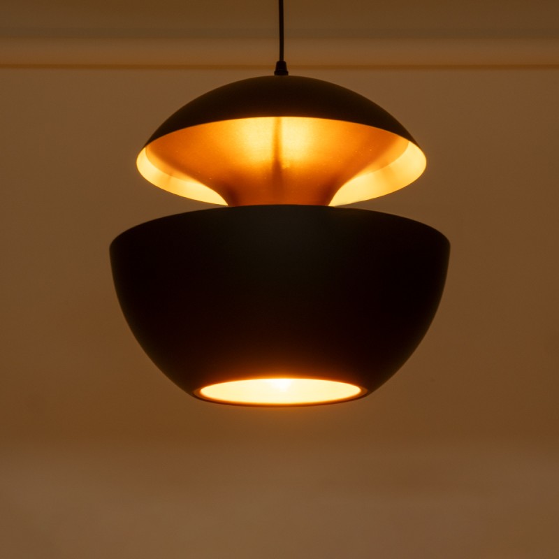 GLOBOSTAR® SEVILLE 01269 Μοντέρνο Κρεμαστό Φωτιστικό Οροφής με Ντουί 1 x E27 AC 220-240V IP20 - Μαύρο & Χρυσό - Μ35 x Π35 x Υ35cm