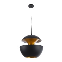 GLOBOSTAR® SEVILLE 01269 Μοντέρνο Κρεμαστό Φωτιστικό Οροφής με Ντουί 1 x E27 AC 220-240V IP20 - Μαύρο & Χρυσό - Μ35 x Π35 x Υ35cm