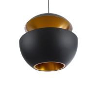 GLOBOSTAR® SEVILLE 01269 Μοντέρνο Κρεμαστό Φωτιστικό Οροφής με Ντουί 1 x E27 AC 220-240V IP20 - Μαύρο & Χρυσό - Μ35 x Π35 x Υ35cm