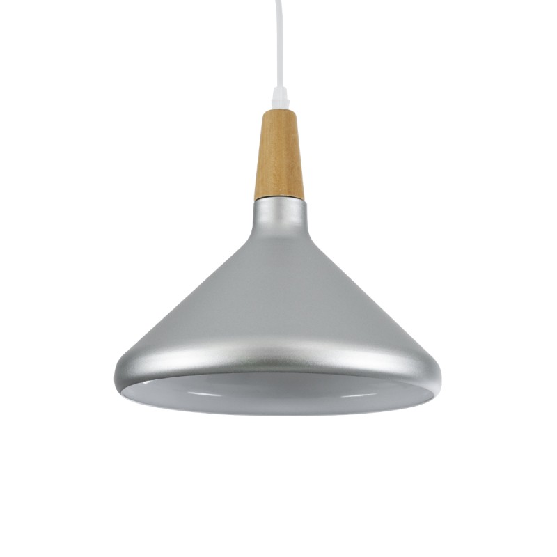 GLOBOSTAR® FELICITA 01277 Μοντέρνο Κρεμαστό Φωτιστικό Οροφής με Ντουί 1 x E27 AC 220-240V IP20 - Ασημί & Μπεζ - Μ30 x Π30 x Υ25cm