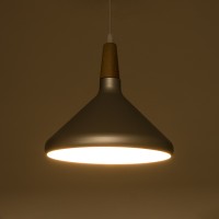 GLOBOSTAR® FELICITA 01277 Μοντέρνο Κρεμαστό Φωτιστικό Οροφής με Ντουί 1 x E27 AC 220-240V IP20 - Ασημί & Μπεζ - Μ30 x Π30 x Υ25cm