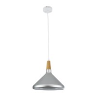 GLOBOSTAR® FELICITA 01277 Μοντέρνο Κρεμαστό Φωτιστικό Οροφής με Ντουί 1 x E27 AC 220-240V IP20 - Ασημί & Μπεζ - Μ30 x Π30 x Υ25cm