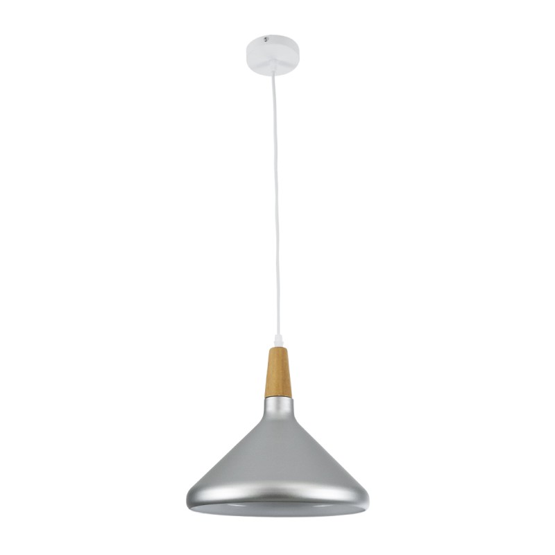 GLOBOSTAR® FELICITA 01277 Μοντέρνο Κρεμαστό Φωτιστικό Οροφής με Ντουί 1 x E27 AC 220-240V IP20 - Ασημί & Μπεζ - Μ30 x Π30 x Υ25cm
