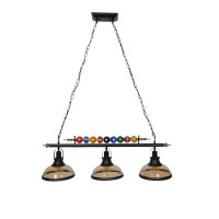GLOBOSTAR® BILLIARD SERIES 01280 Vintage Κρεμαστό Φωτιστικό Οροφής με Ντουί 3 x E27 AC 220-240V IP20 - Μαύρο & Μελί - Μ96 x Π25 x Υ30cm