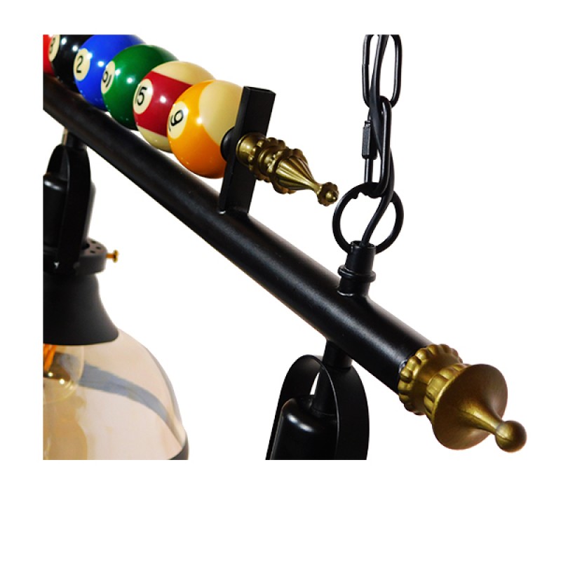 GLOBOSTAR® BILLIARD SERIES 01280 Vintage Κρεμαστό Φωτιστικό Οροφής με Ντουί 3 x E27 AC 220-240V IP20 - Μαύρο & Μελί - Μ96 x Π25 x Υ30cm