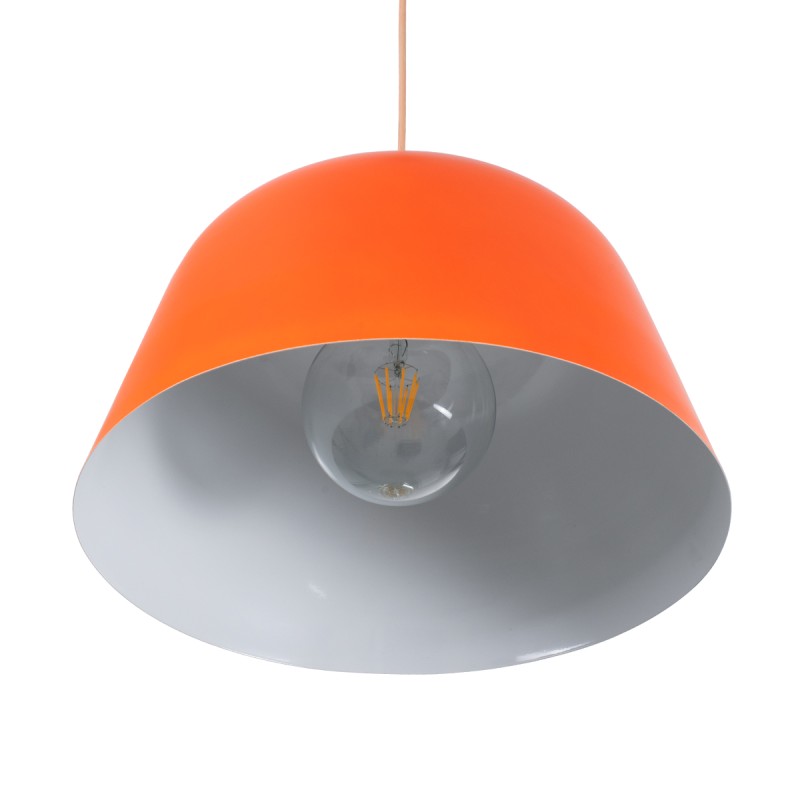 GLOBOSTAR® UPVALE 01283 Μοντέρνο Κρεμαστό Φωτιστικό Οροφής με Ντουί 1 x E27 AC 220-240V IP20 - Πορτοκαλί & Λευκό - Μ40 x Π40 x Υ24cm