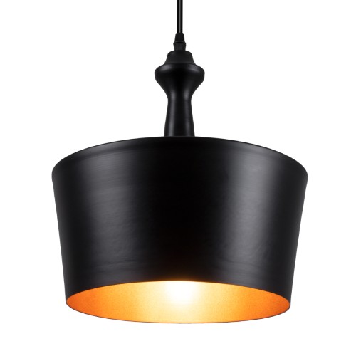 GLOBOSTAR® ROCKFORD 01287-A Μοντέρνο Κρεμαστό Φωτιστικό Οροφής με Ντουί 1 x E27 AC 220-240V IP20 - Μαύρο & Χρυσό - Μ30 x Π30 x Υ30cm