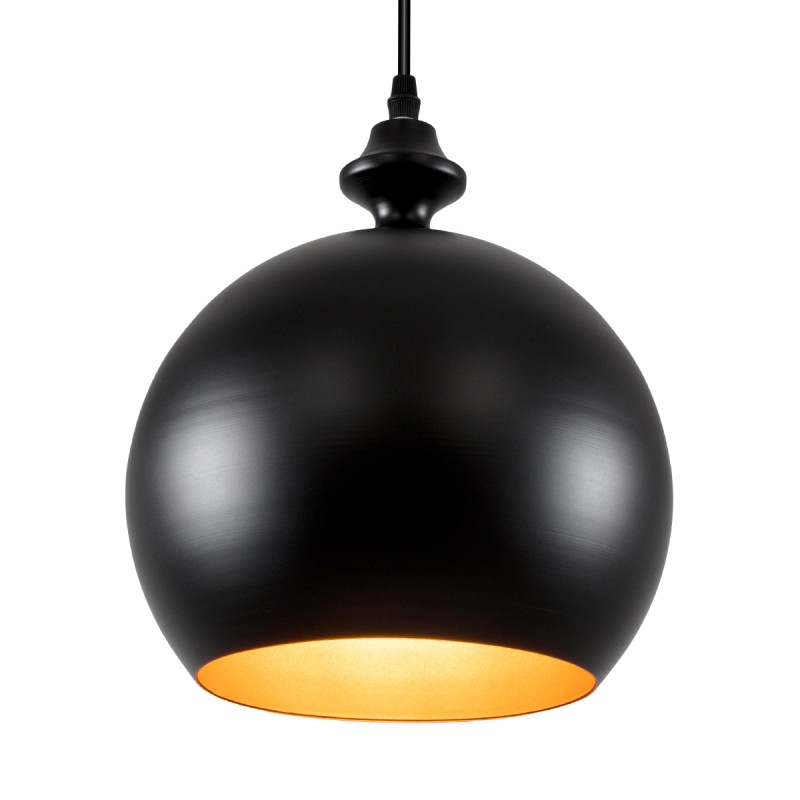 GLOBOSTAR® ROCKFORD 01287-B Μοντέρνο Κρεμαστό Φωτιστικό Οροφής με Ντουί 1 x E27 AC 220-240V IP20 - Μαύρο & Χρυσό - Μ24 x Π24 x Y27cm