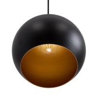 GLOBOSTAR® ROCKFORD 01287-B Μοντέρνο Κρεμαστό Φωτιστικό Οροφής με Ντουί 1 x E27 AC 220-240V IP20 - Μαύρο & Χρυσό - Μ24 x Π24 x Y27cm