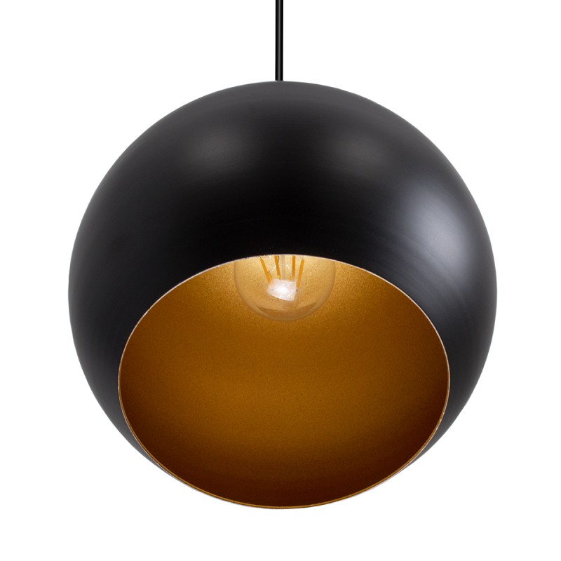 GLOBOSTAR® ROCKFORD 01287-B Μοντέρνο Κρεμαστό Φωτιστικό Οροφής με Ντουί 1 x E27 AC 220-240V IP20 - Μαύρο & Χρυσό - Μ24 x Π24 x Y27cm