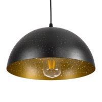 GLOBOSTAR® SOLANA 01301 Μοντέρνο Κρεμαστό Φωτιστικό Οροφής με Ντουί 1 x E27 AC 220-240V IP20 - Μαύρο & Χρυσό - Μ30 x Π30 x Υ15cm