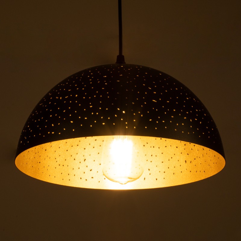 GLOBOSTAR® SOLANA 01301 Μοντέρνο Κρεμαστό Φωτιστικό Οροφής με Ντουί 1 x E27 AC 220-240V IP20 - Μαύρο & Χρυσό - Μ30 x Π30 x Υ15cm