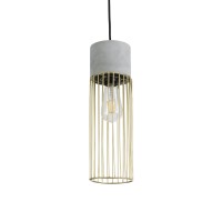 GLOBOSTAR® DURANT 01322 Μοντέρνο Κρεμαστό Φωτιστικό Οροφής με Ντουί 1 x E27 AC 220-240V IP20 - Γκρι & Χρυσό - Μ12 x Π12 x Υ40cm
