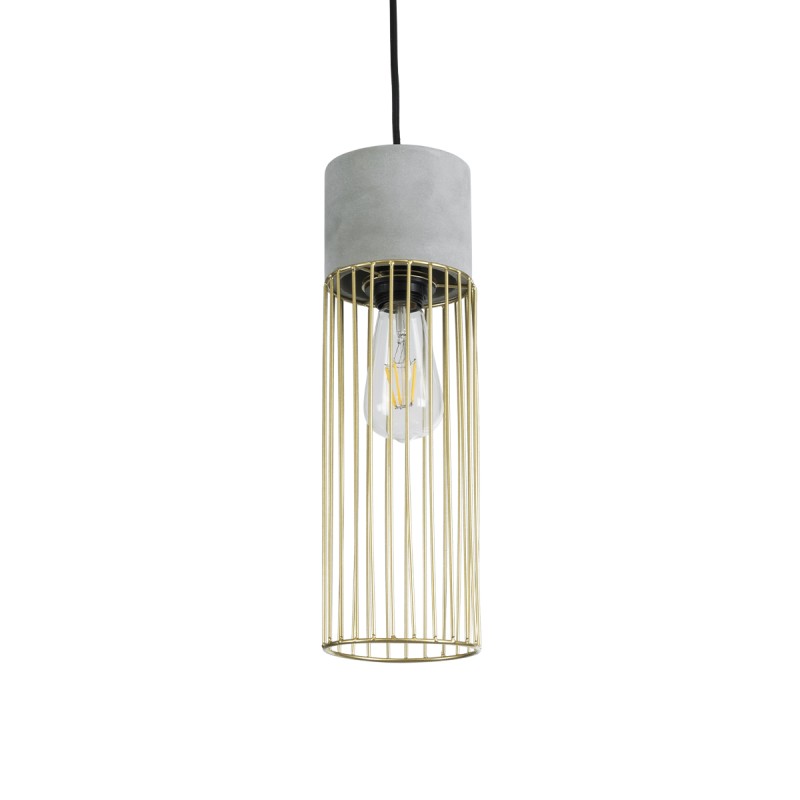 GLOBOSTAR® DURANT 01322 Μοντέρνο Κρεμαστό Φωτιστικό Οροφής με Ντουί 1 x E27 AC 220-240V IP20 - Γκρι & Χρυσό - Μ12 x Π12 x Υ40cm