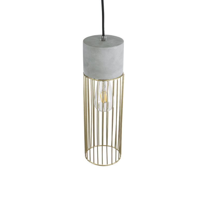 GLOBOSTAR® DURANT 01322 Μοντέρνο Κρεμαστό Φωτιστικό Οροφής με Ντουί 1 x E27 AC 220-240V IP20 - Γκρι & Χρυσό - Μ12 x Π12 x Υ40cm