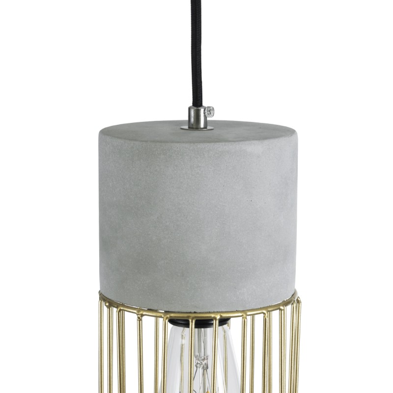 GLOBOSTAR® DURANT 01322 Μοντέρνο Κρεμαστό Φωτιστικό Οροφής με Ντουί 1 x E27 AC 220-240V IP20 - Γκρι & Χρυσό - Μ12 x Π12 x Υ40cm